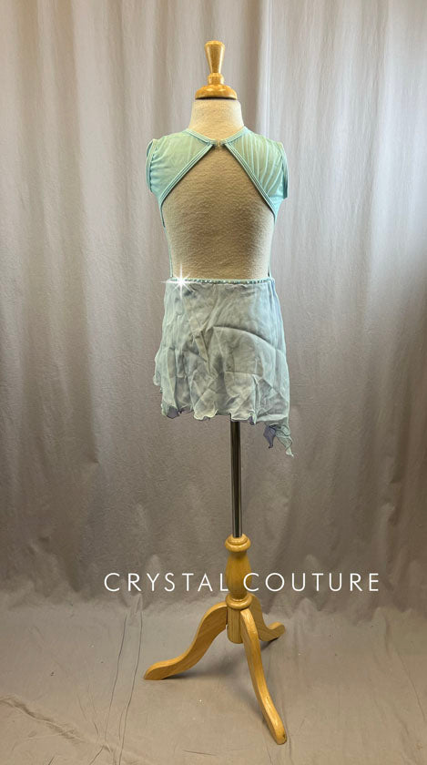 Robin Egg Blue and Lavender Swirl Lycra with Mesh Skirt