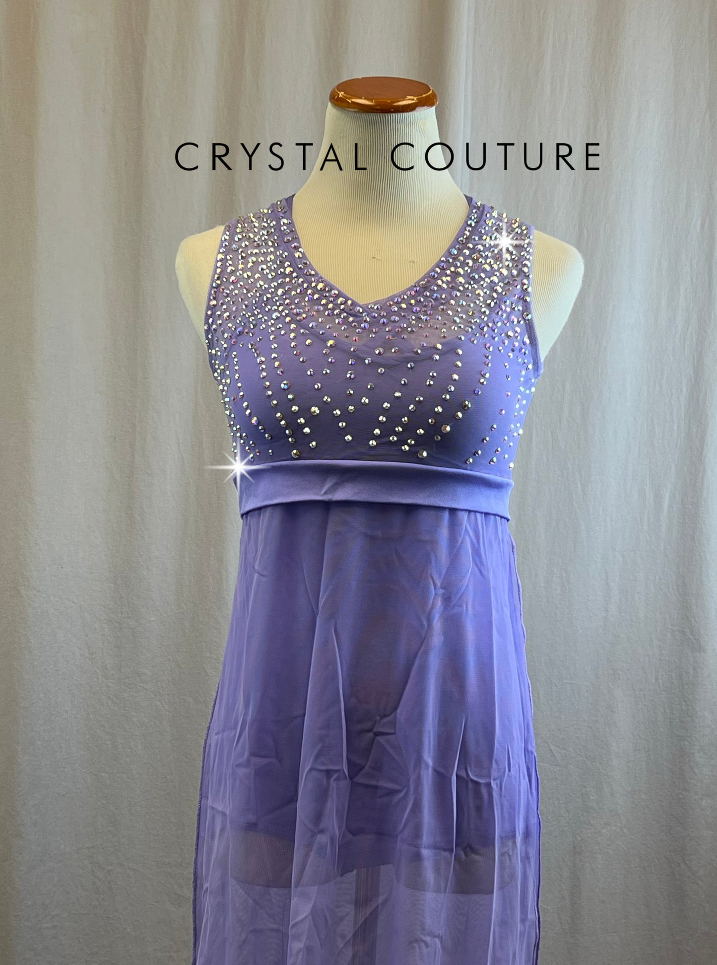 Lavender Mesh Dress with Rhinestones and Lycra Leotard