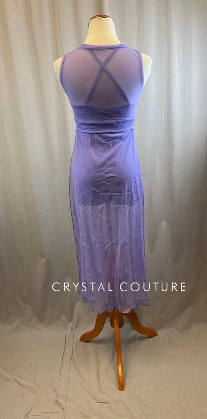 Lavender Mesh Dress with Rhinestones and Lycra Leotard