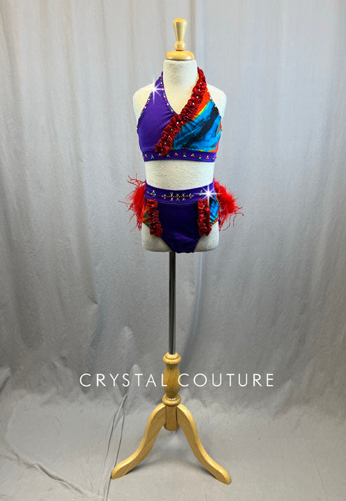 Custom Purple, Red, Multicolor two piece - Rhinestones