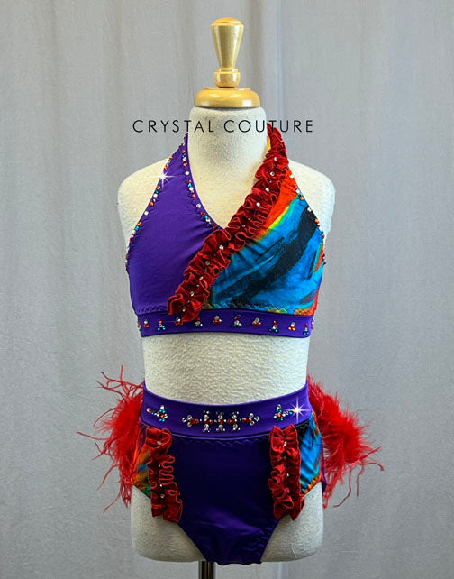 Custom Purple, Red, Multicolor two piece - Rhinestones