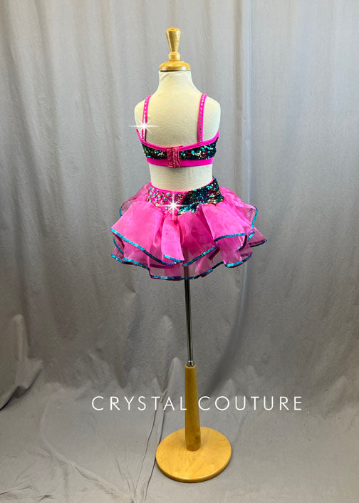 Hot Pink and Multicolor Zsa Zsa Two Piece - Rhinestones