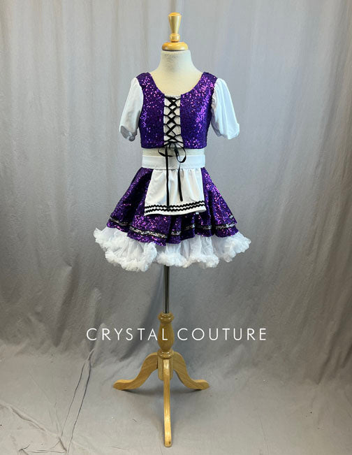 Purple Zsa Zsa Sequin Two Piece With White Tulle Crinoline Skirt