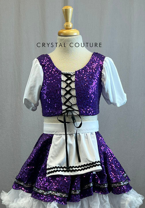Purple Zsa Zsa Sequin Two Piece With White Tulle Crinoline Skirt
