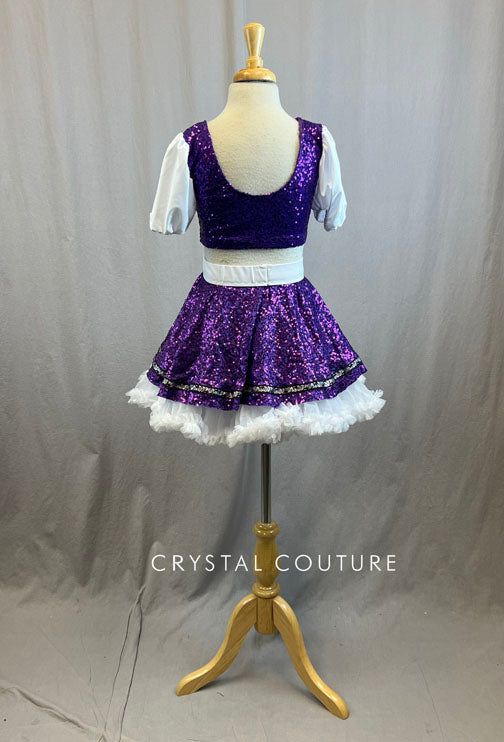 Purple Zsa Zsa Sequin Two Piece With White Tulle Crinoline Skirt