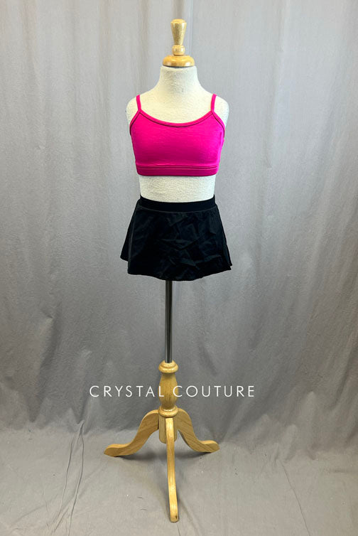 Pink Bra Top and Black High Waisted Skirt - With Sequins