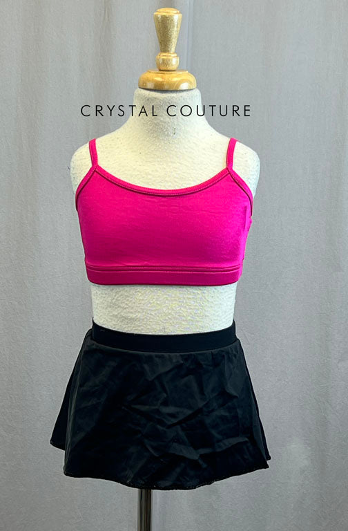 Pink Bra Top and Black High Waisted Skirt - With Sequins