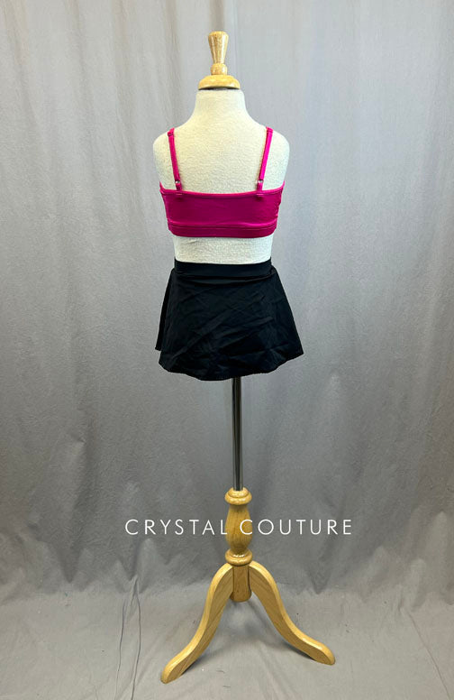 Pink Bra Top and Black High Waisted Skirt - With Sequins