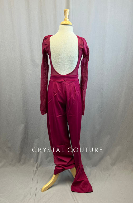 Raspberry Pink Lycra Leotard with Matching Wide Leg Jazz Pants