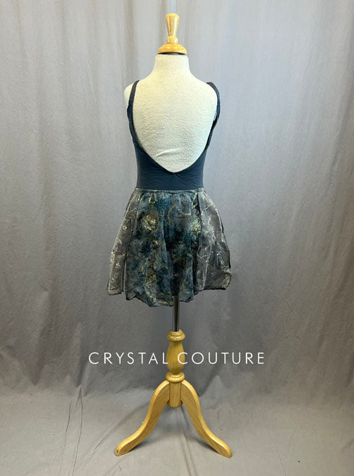 Custom Grey Blue Cutout Leotard with Seperate Ballet Style Skirt