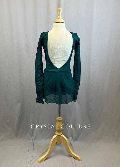 Custom Forest Green Boat Neck Style Leotard with Attached Skirt