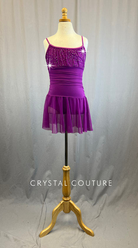 Magenta Mesh Dress - Rhinestones