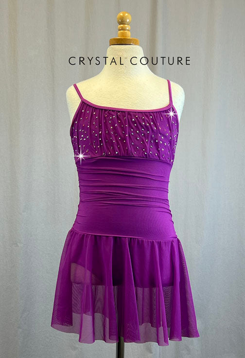 Magenta Mesh Dress - Rhinestones