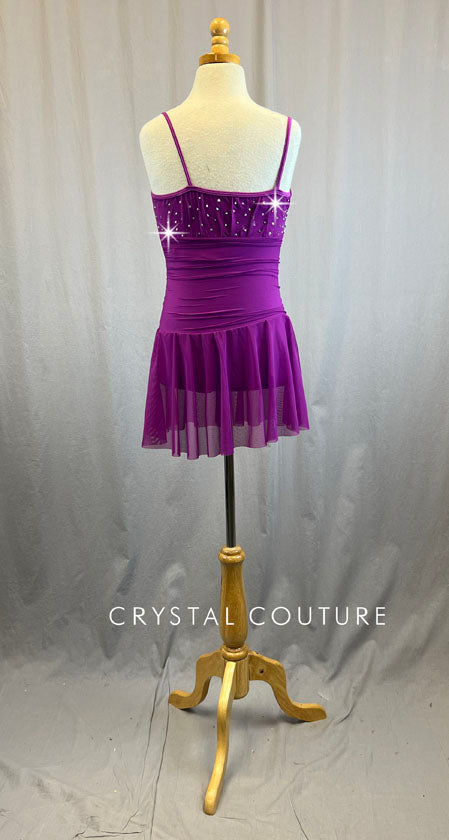 Magenta Mesh Dress - Rhinestones
