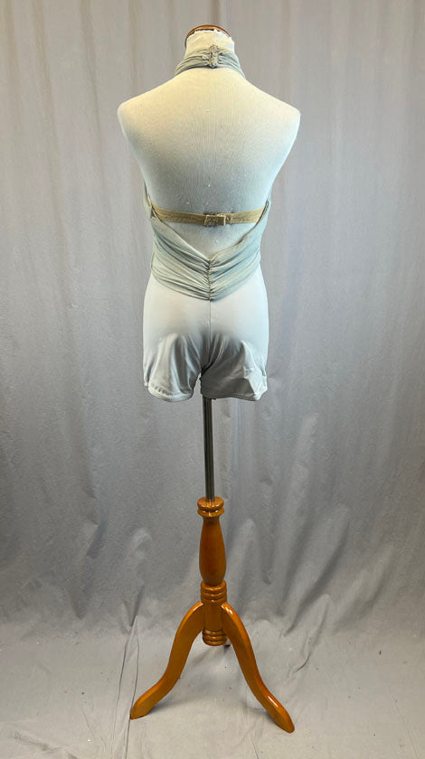 Custom Light Grey Leotard with Mesh ruched Detail