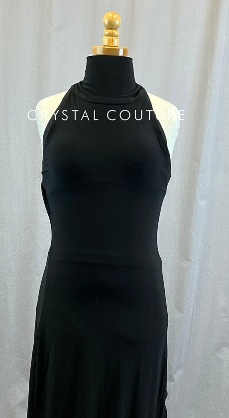 Black High Neck Long Fitted Dress with Bra Top and Brief