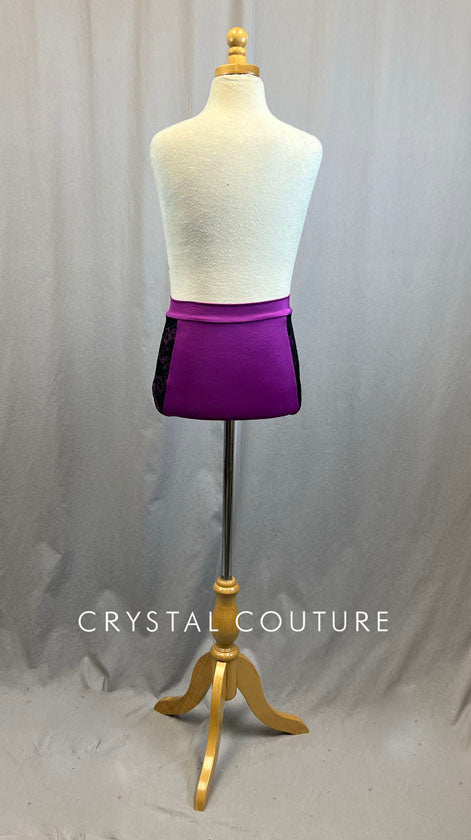 Fuchsia High Waist Brief with Black Lace and Silver Ring Detailing