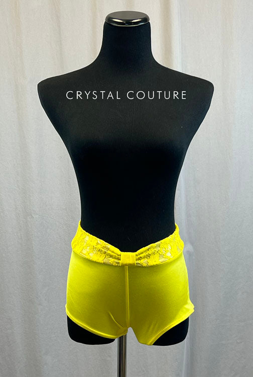 Yellow Short with Yellow Lace Waistband