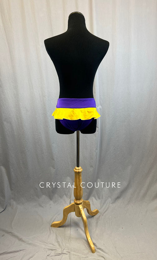 Purple Brief with Yellow Ruffle Detail