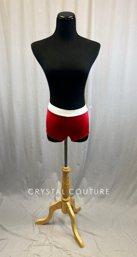 Red Short with White Trim Waistband