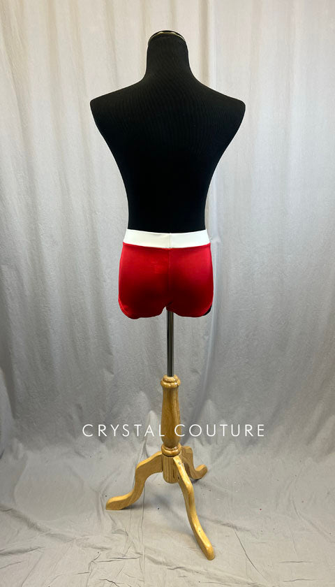 Red Short with White Trim Waistband