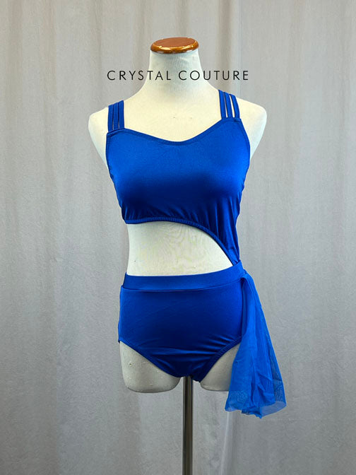 Custom Royal Blue Connected Two Piece with Mesh Half Skirt