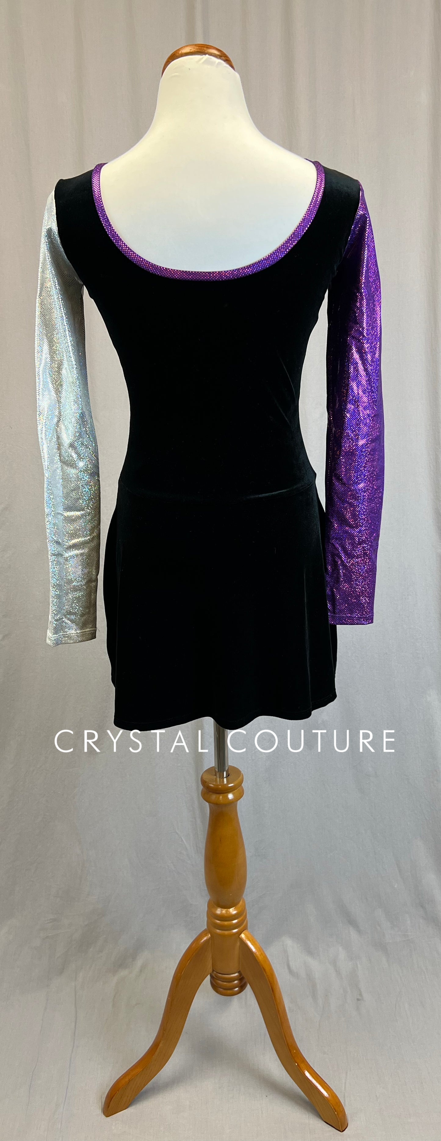 *Brand New* Black Velvet, Purple and Silver Spangle Long Sleeve Dress