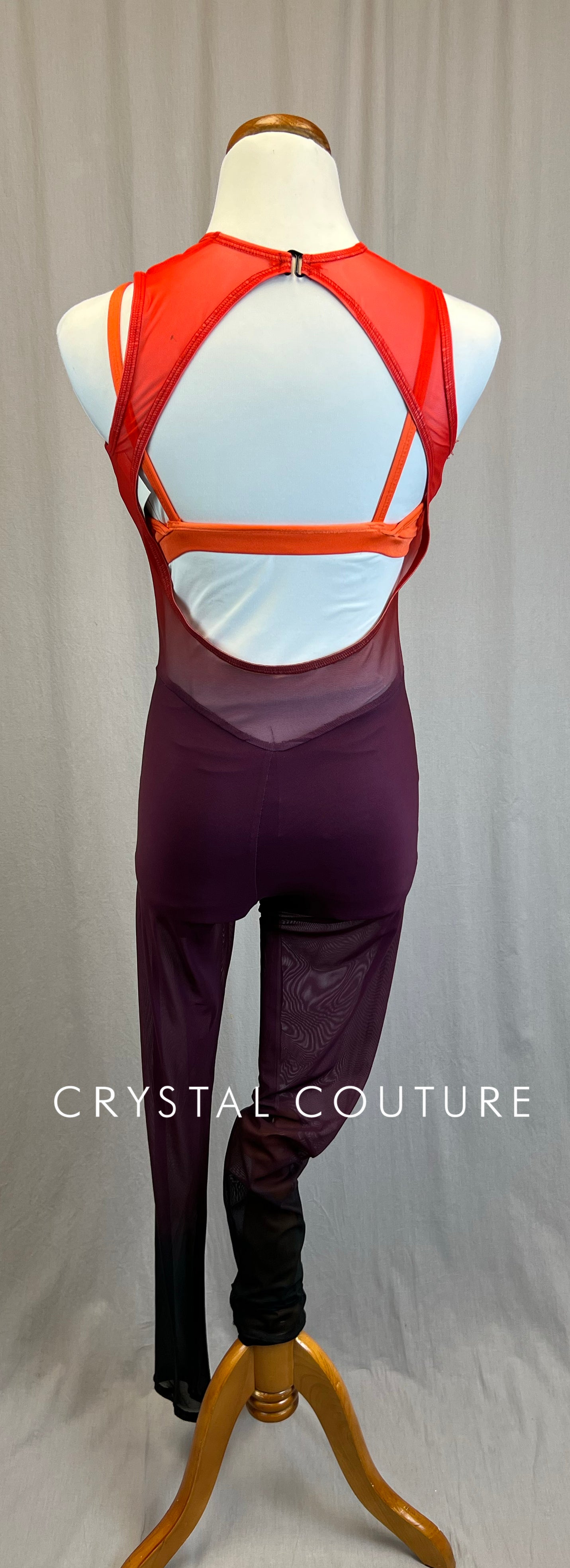 *Brand New* Orange to Purple Ombre Mesh Unitard with Built-in Shorts