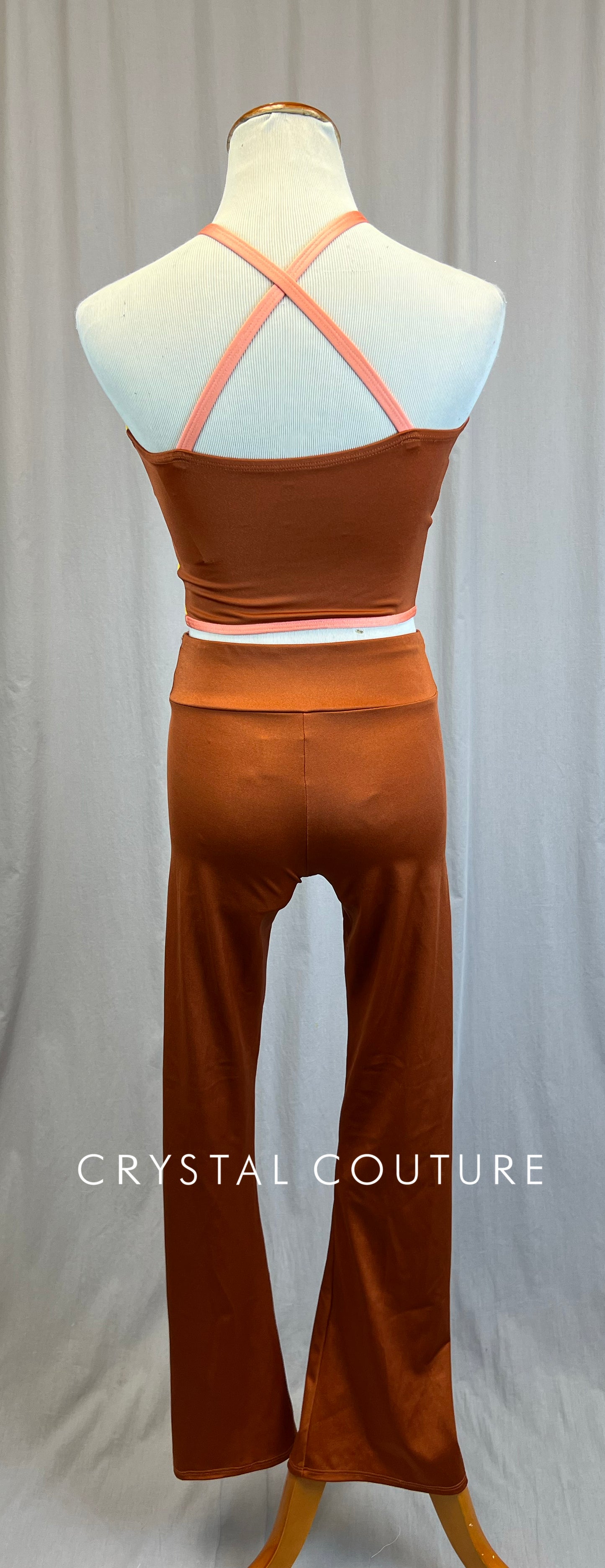 *Brand New* Peach, Yellow, and Orange Colorblock Crop top and Pants set