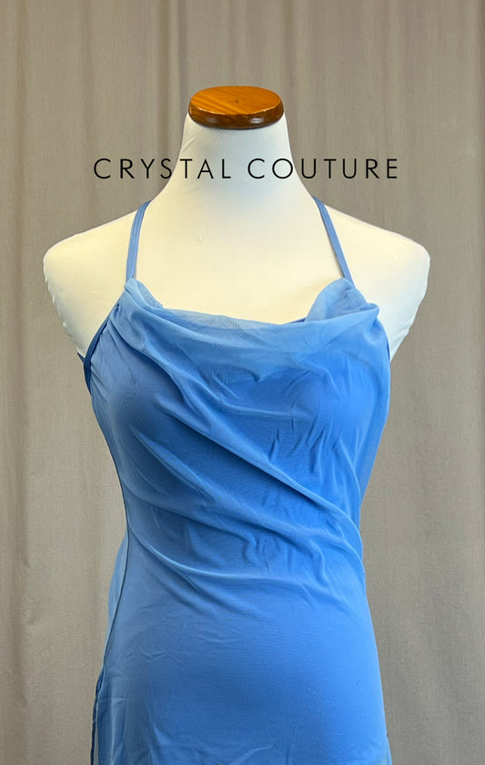 *Brand New* Periwinkle Blue Mesh Slip Dress-Rhinestones