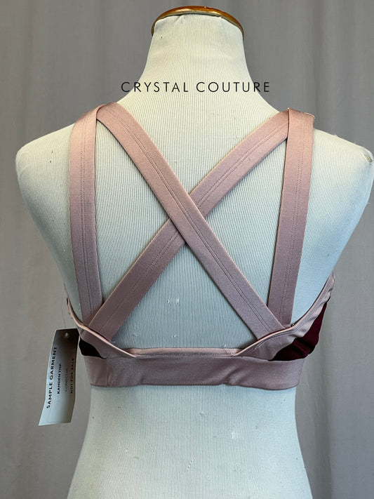 *Brand New* Dusty Pink and Burgundy Crop Top - Rhinestones