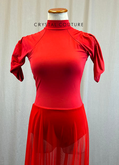 *Brand New* Red Long Dress with Lycra Leotard and Long Mesh Skirt