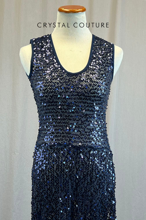 *Brand New* Navy Blue Sequin Mesh Long Dress