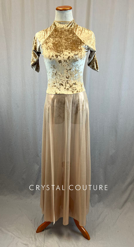 Brand New* Champagne Long Dress with Crushed Velvet Leotard and Long – Crystal Couture Brand New* Champagne Long Dress with Crushed Velvet Leotard and Long – Crystal Couture