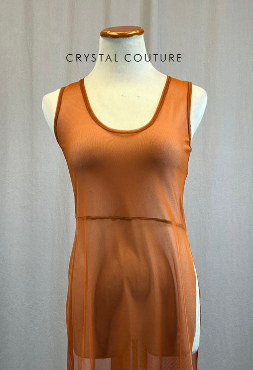 *Brand New* Burnt Orange Long Mesh Dress