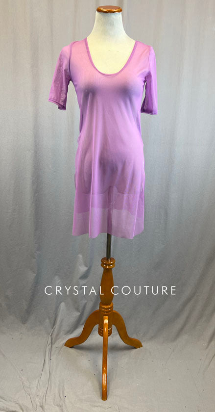 pink mesh t shirt dress Karma Oversized Mesh Dress + Slip in Electric Pink S