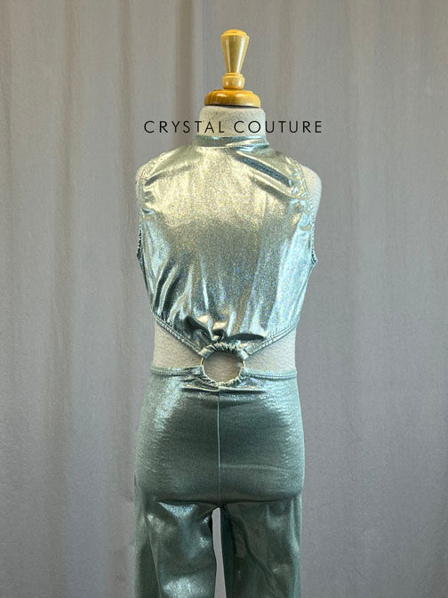 *Brand New* Silver Metallic Lycra Unitard with Cutouts