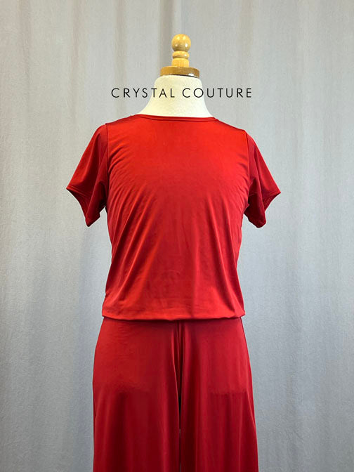 *Brand New* Red Baggy T-Shirt Jumpsuit with Split Leg Jogger Pants