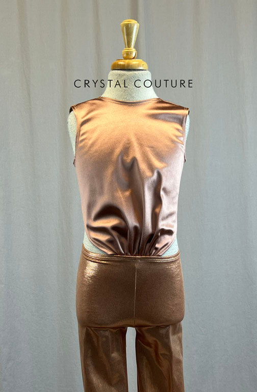 *Brand New* Blush Pink Satin and Metallic Unitard with Tie Back