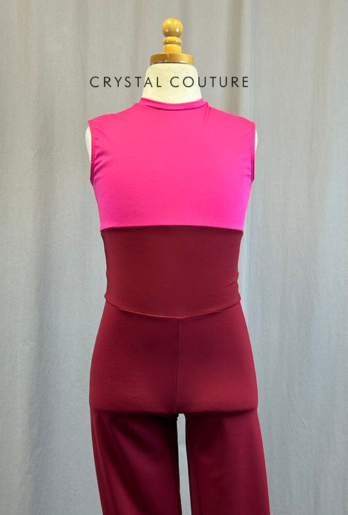 *Brand New* Hot Pink and Burgundy Colorblock Unitard