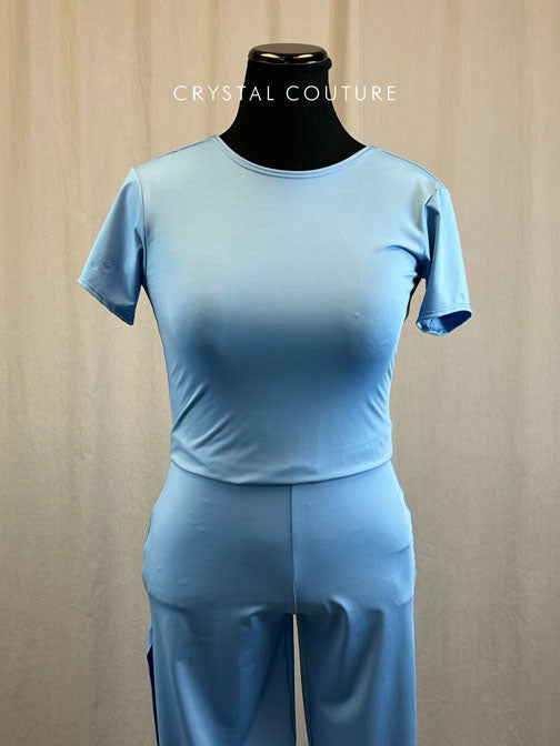 *Brand New* Baby Blue Baggy T-Shirt Jumpsuit with Side Slit Jogger Pants