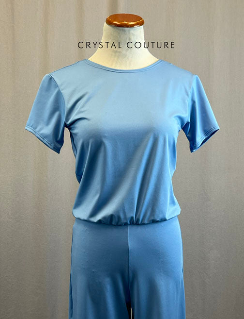 *Brand New* Baby Blue Baggy T-Shirt Jumpsuit with Loose Wide Leg Pants