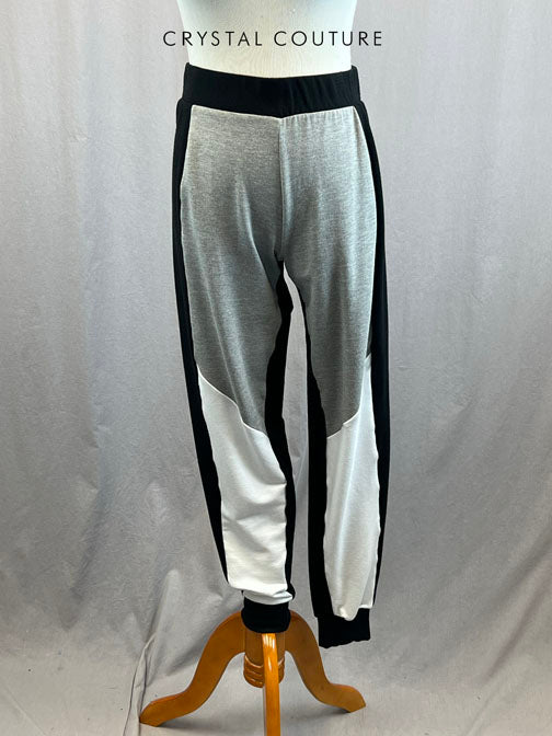 *Brand New* Black Cotton Jogger with Grey and White Colorblock Detail