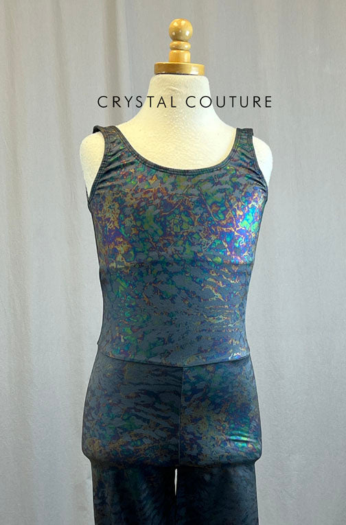 *Brand New* Grey with Rainbow Metallic Lycra Unitard