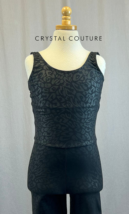 Black Shiny Cheetah Print Lycra Unitard