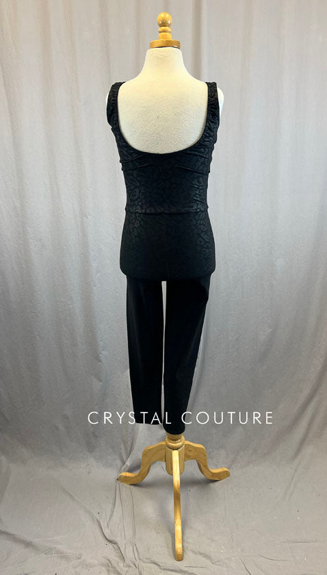 Black Shiny Cheetah Print Lycra Unitard