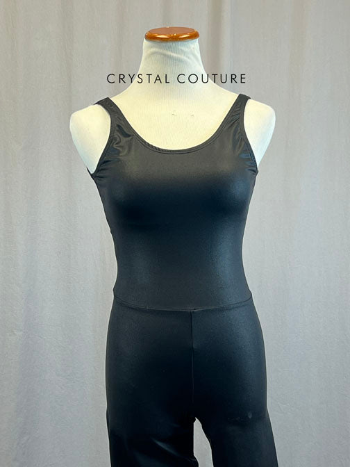 *Brand New* Black Matte Metallic Lycra Unitard