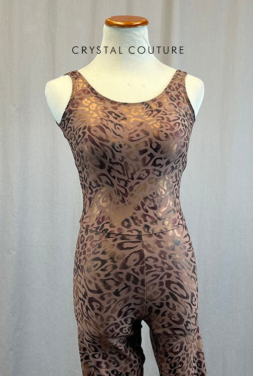 *Brand New* Mauve Metallic Cheetah Print Unitard