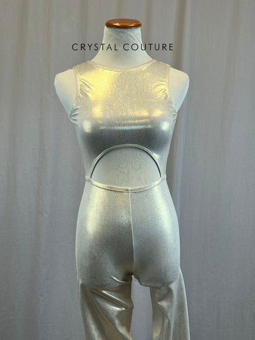 *Brand New* Ivory Metallic Unitard with Cut Out