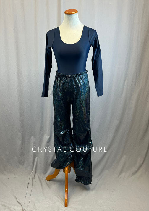 *Brand New* Navy Blue Long Sleeve Bodysuit with Navy Blue Metallic Drawstring Joggers